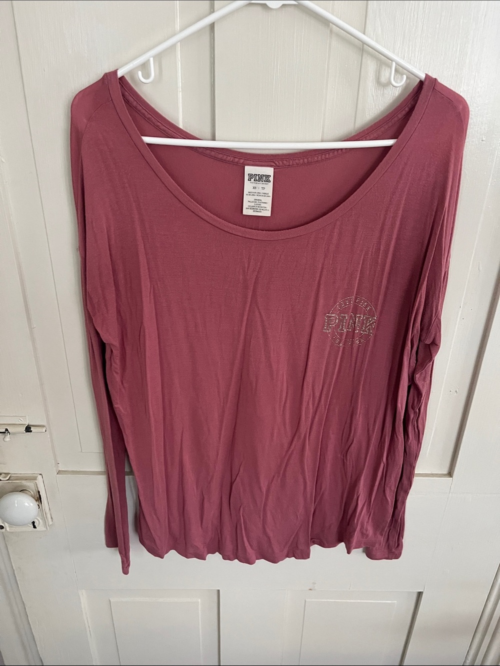PINK Victoria's Secret Scoop Neck Long Sleeve Top in Mauve